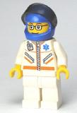 LEGO cty0080 Doctor - Jacket with Zipper and EMT Star of Life - White Legs, Blue Helmet, Trans-Black Visor, Glasses and Brown Eyebrows